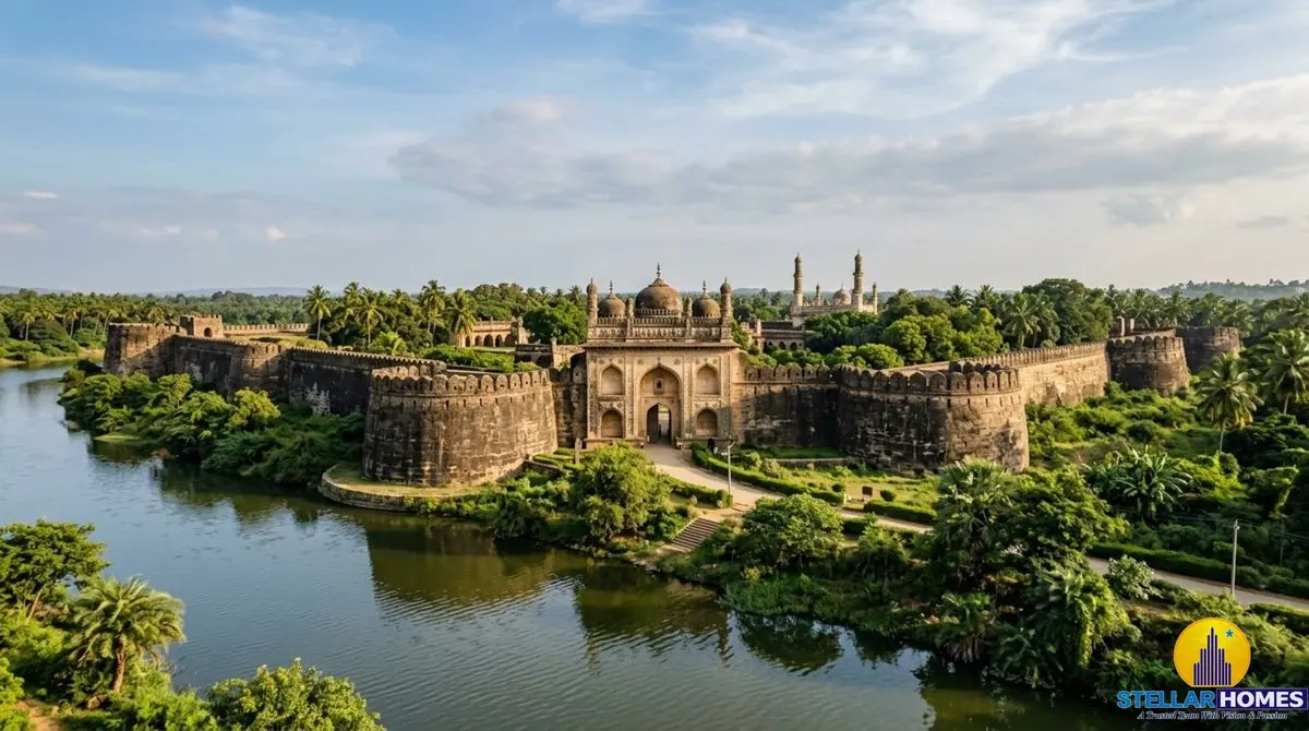 Tipu Sultan Fort and historic walls beside the Cauvery