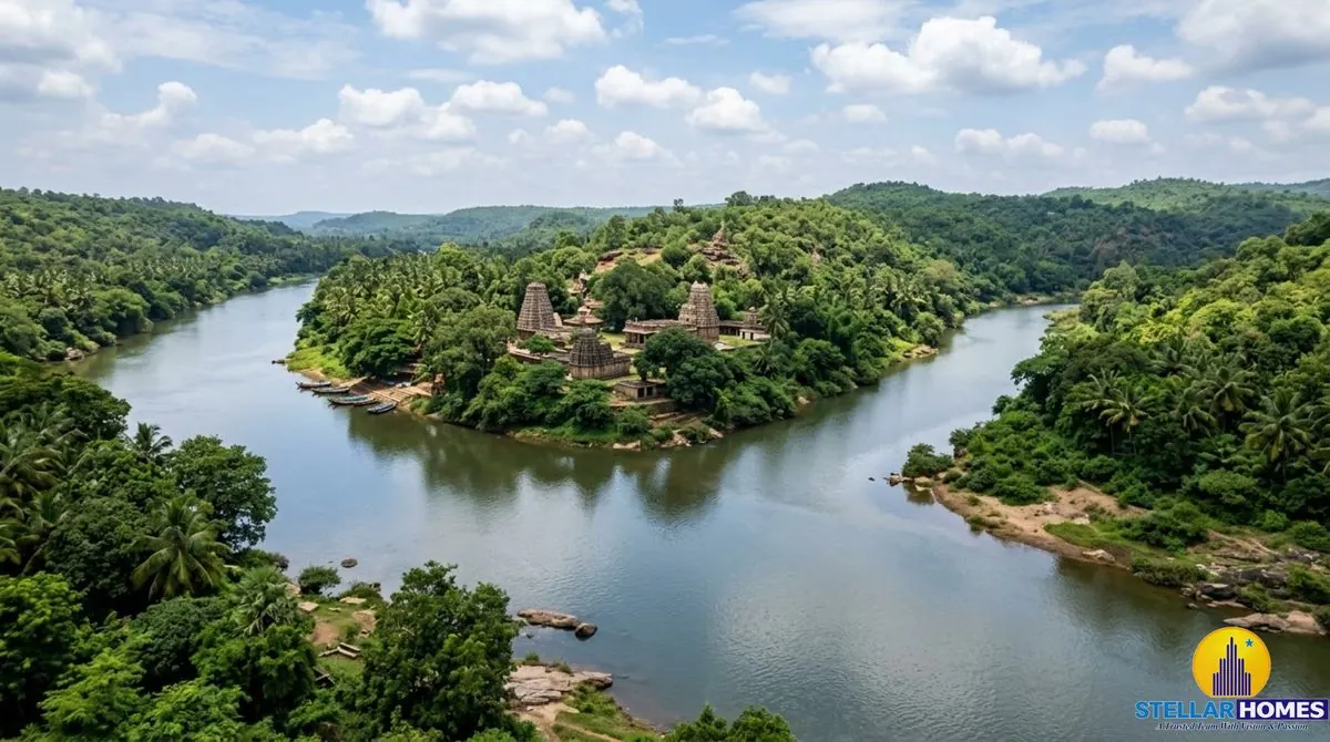 Triveni Sangama river confluence seen from above